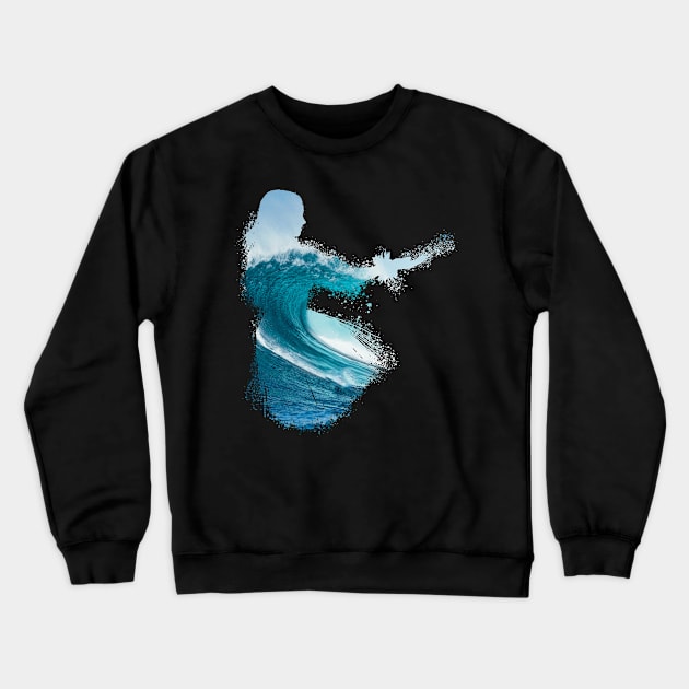 Hula Dance Surfer Hawaii Double Exposure Crewneck Sweatshirt by Tom´s TeeStore